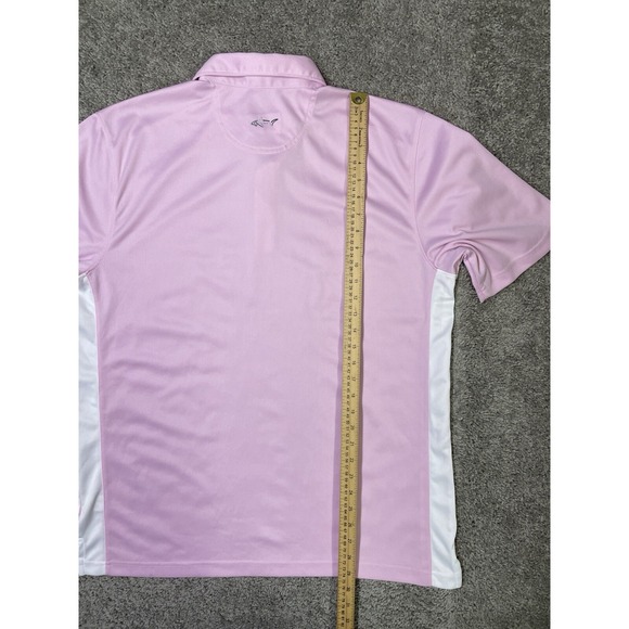 Greg Norman Men's Play Dry Performance Golf Polo Shirt Pink with White Large - Picture 9 of 10
